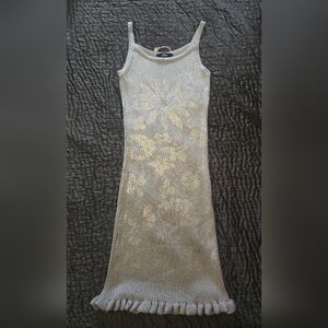 Versus Versace Silver Knit Floral Mini Dress